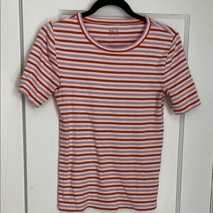 J. Crew Orange and Purple Striped Top
